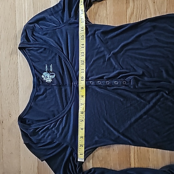 Pilcro Long Sleeve Black Snap Front Top with Ruched Sleeves Women's Size Small - Picture 8 of 13